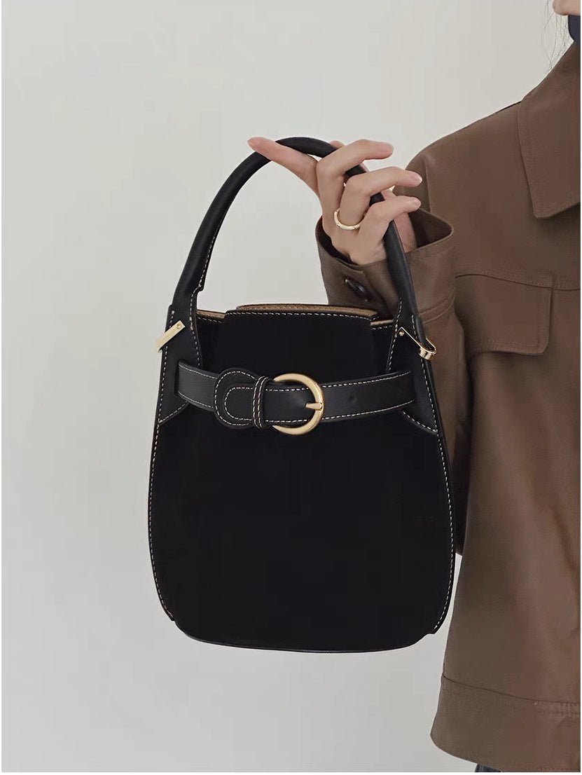 Elegant Suede Bucket Bag