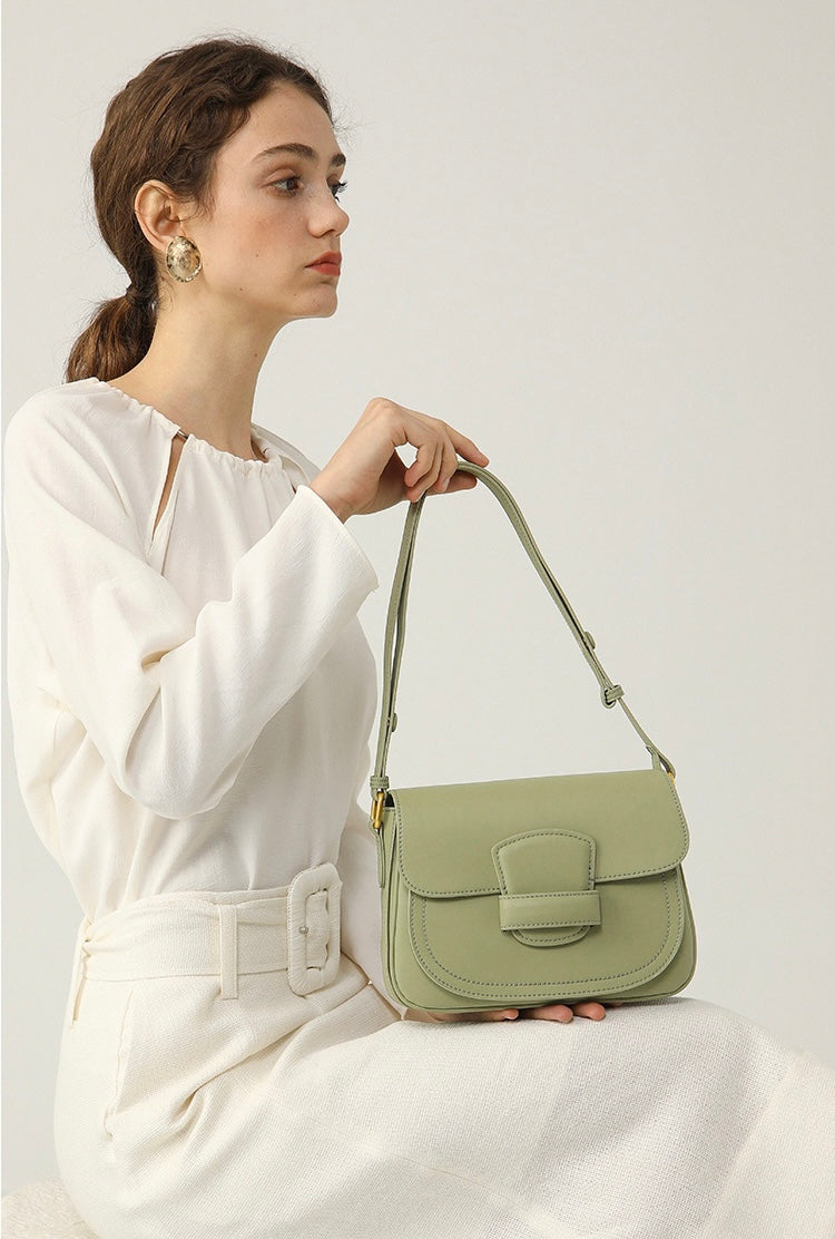 Korean Style Lamb Pattern Leather Saddle Bag