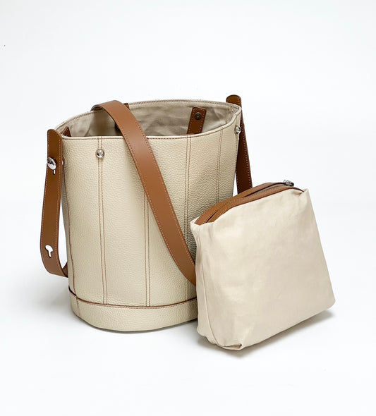 Универсальная сумка в стиле бакет из натуральной кожи с текстурой лицея